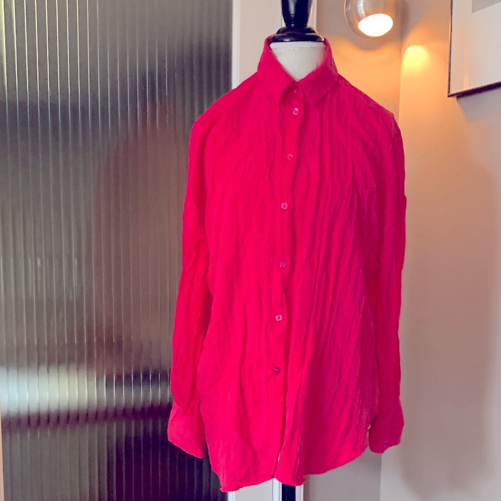 Zara ladies pink krinkled blouse. New from Zara Rome.